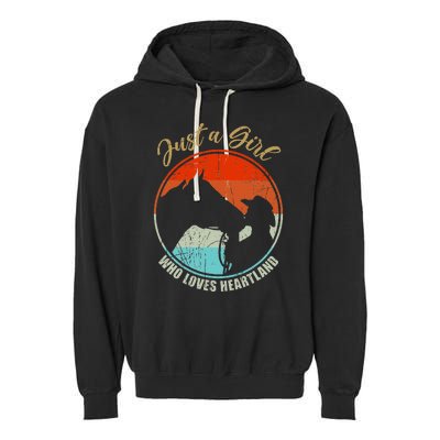 Just A Girl Who Loves Heartland Vintage Cowgirl Fun Garment-Dyed Fleece Hoodie