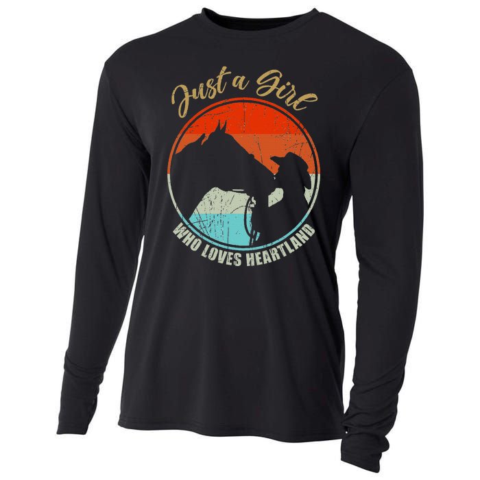 Just A Girl Who Loves Heartland Vintage Cowgirl Fun Cooling Performance Long Sleeve Crew