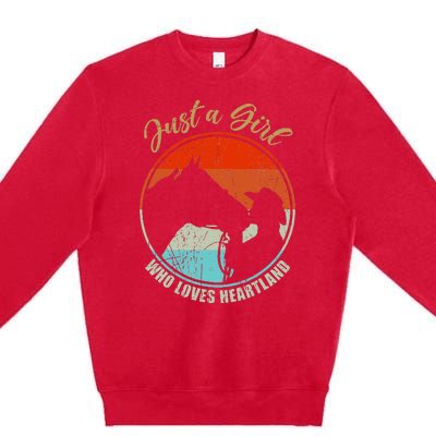 Just A Girl Who Loves Heartland Vintage Cowgirl Fun Premium Crewneck Sweatshirt