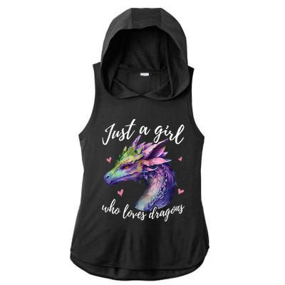 Just A Girl Who Loves Dragons Cute Watercolor Ladies PosiCharge Tri-Blend Wicking Draft Hoodie Tank