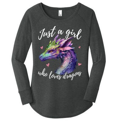 Just A Girl Who Loves Dragons Cute Watercolor Women's Perfect Tri Tunic Long Sleeve Shirt