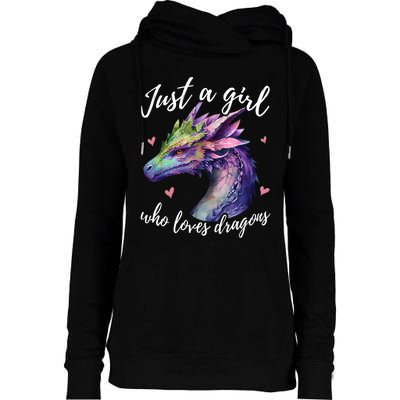 Just A Girl Who Loves Dragons Cute Watercolor Womens Funnel Neck Pullover Hood