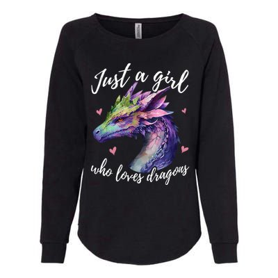 Just A Girl Who Loves Dragons Cute Watercolor Womens California Wash Sweatshirt