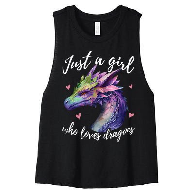 Just A Girl Who Loves Dragons Cute Watercolor Women's Racerback Cropped Tank