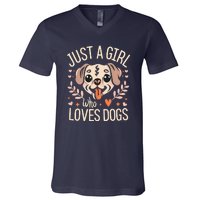 Just A Girl Who Loves Dogs V-Neck T-Shirt