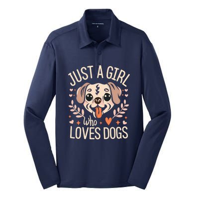 Just A Girl Who Loves Dogs Silk Touch Performance Long Sleeve Polo