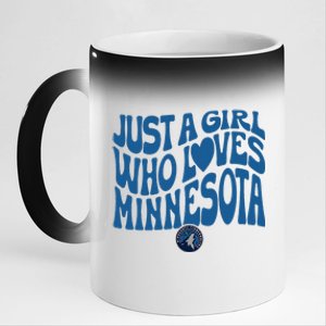 Just A Girl Who Loves Minnesota Blue Wavy Logo 11oz Black Color Changing Mug