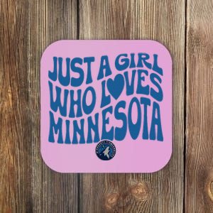 Just A Girl Who Loves Minnesota Blue Wavy Logo Coaster