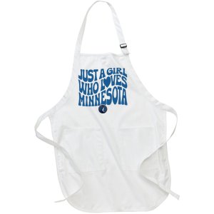 Just A Girl Who Loves Minnesota Blue Wavy Logo Full-Length Apron With Pockets