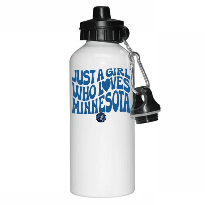 Just A Girl Who Loves Minnesota Blue Wavy Logo Aluminum Water Bottle