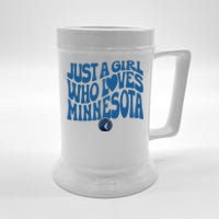 Just A Girl Who Loves Minnesota Blue Wavy Logo Beer Stein