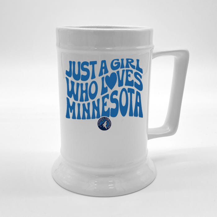 Just A Girl Who Loves Minnesota Blue Wavy Logo Beer Stein