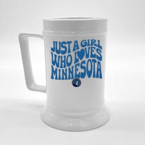 Just A Girl Who Loves Minnesota Blue Wavy Logo Beer Stein