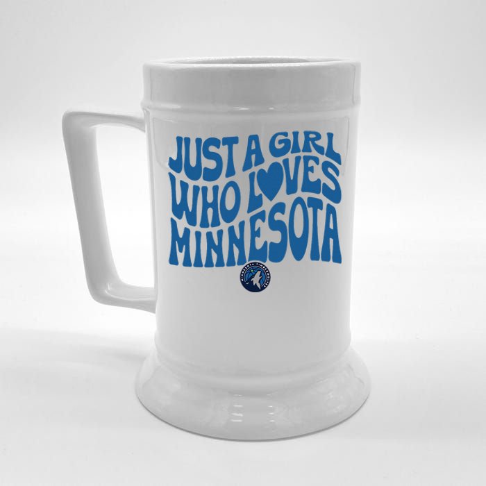 Just A Girl Who Loves Minnesota Blue Wavy Logo Beer Stein