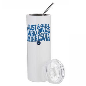 Just A Girl Who Loves Minnesota Blue Wavy Logo Stainless Steel Tumbler