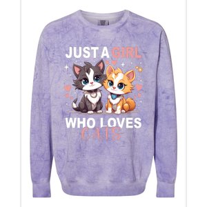 Just A Girl Who Loves Cats Cute Cat Lover Colorblast Crewneck Sweatshirt