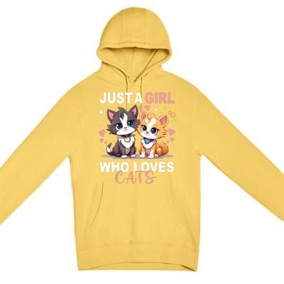 Just A Girl Who Loves Cats Cute Cat Lover Premium Pullover Hoodie