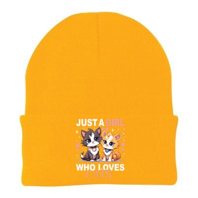 Just A Girl Who Loves Cats Cute Cat Lover Knit Cap Winter Beanie