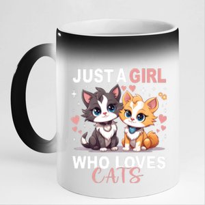 Just A Girl Who Loves Cats Cute Cat Lover 11oz Black Color Changing Mug