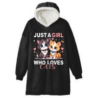 Just A Girl Who Loves Cats Cute Cat Lover Hooded Wearable Blanket