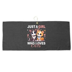 Just A Girl Who Loves Cats Cute Cat Lover Large Microfiber Waffle Golf Towel