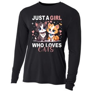 Just A Girl Who Loves Cats Cute Cat Lover Cooling Performance Long Sleeve Crew