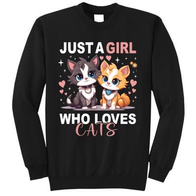 Just A Girl Who Loves Cats Cute Cat Lover Tall Sweatshirt