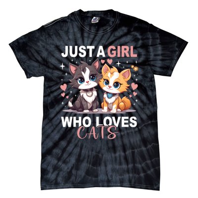 Just A Girl Who Loves Cats Cute Cat Lover Tie-Dye T-Shirt