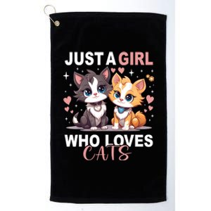 Just A Girl Who Loves Cats Cute Cat Lover Platinum Collection Golf Towel