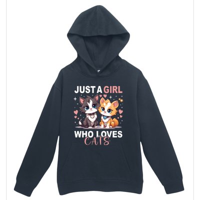 Just A Girl Who Loves Cats Cute Cat Lover Urban Pullover Hoodie