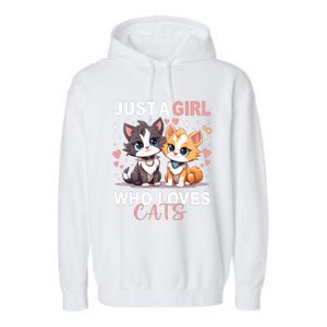 Just A Girl Who Loves Cats Cute Cat Lover Garment-Dyed Fleece Hoodie