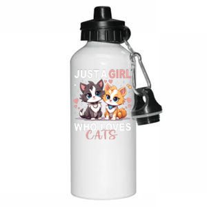 Just A Girl Who Loves Cats Cute Cat Lover Aluminum Water Bottle