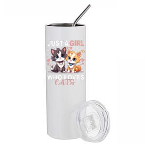 Just A Girl Who Loves Cats Cute Cat Lover Stainless Steel Tumbler