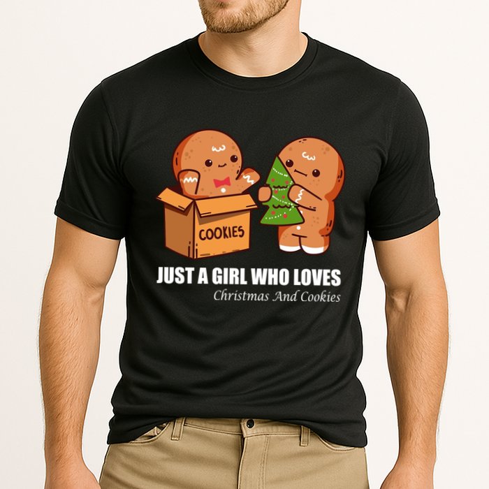 Just A Girl Who Loves Christmas And Cookies Cooling Performance Crew T-Shirt
