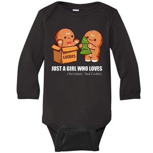 Just A Girl Who Loves Christmas And Cookies Baby Long Sleeve Bodysuit