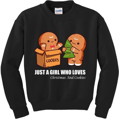 Just A Girl Who Loves Christmas And Cookies Kids Sweatshirt