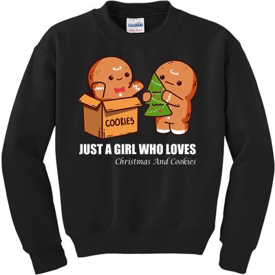 Just A Girl Who Loves Christmas And Cookies Kids Sweatshirt