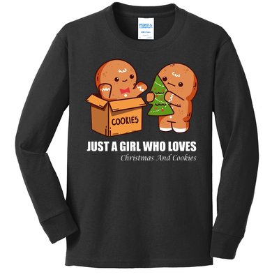 Just A Girl Who Loves Christmas And Cookies Kids Long Sleeve Shirt