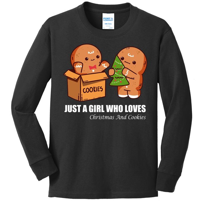 Just A Girl Who Loves Christmas And Cookies Kids Long Sleeve Shirt