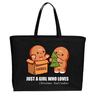 Just A Girl Who Loves Christmas And Cookies Cotton Canvas Jumbo Tote