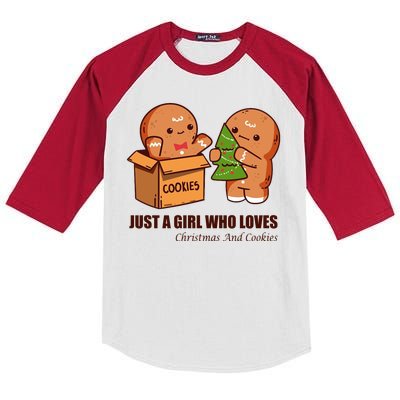 Just A Girl Who Loves Christmas And Cookies Kids Colorblock Raglan Jersey