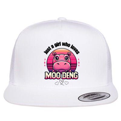 Just A Girl Who Loves Moo Deng Cute Baby Hippo Moo Deng Cute Flat Bill Trucker Hat