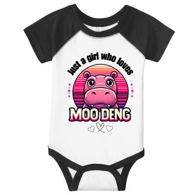 Just A Girl Who Loves Moo Deng Cute Baby Hippo Moo Deng Cute Infant Baby Jersey Bodysuit