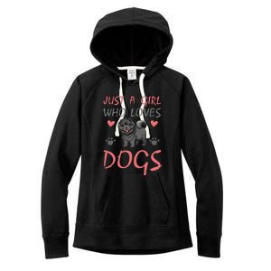 Just A Girl Who Loves Dogs Funny Puppy Women's Fleece Hoodie