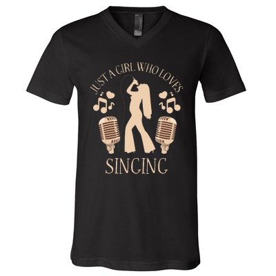 Just A Girl Who Loves Singing V-Neck T-Shirt