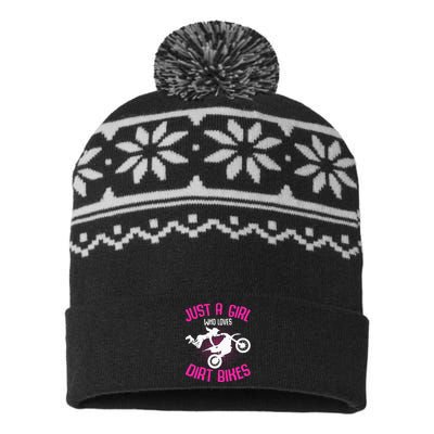 Just A Girl Who Loves Dirt Bikes Motocross Dirt Biking USA-Made Snowflake Beanie