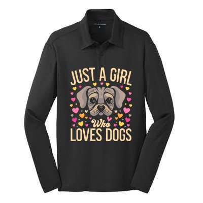 Just A Girl Who Loves Dogs Silk Touch Performance Long Sleeve Polo