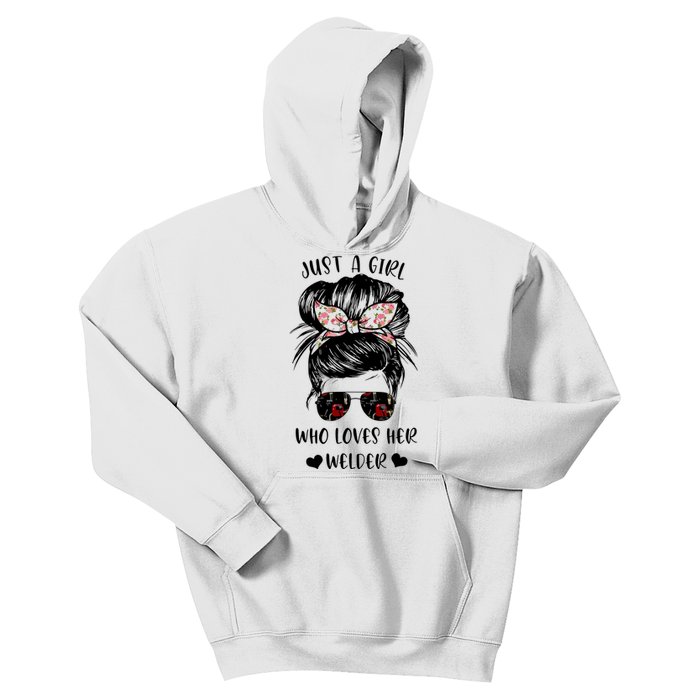 Just A Girl Who Loves Her Welder Girlfriend Wife Funny Kids Hoodie