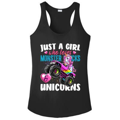 Just A Girl Who Loves Monster Trucks And Unicorns Gift Girls Gift Ladies PosiCharge Competitor Racerback Tank