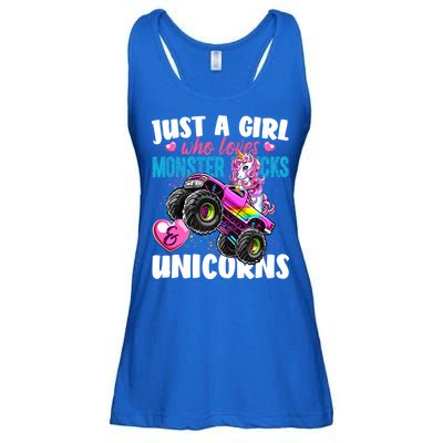 Just A Girl Who Loves Monster Trucks And Unicorns Gift Girls Gift Ladies Essential Flowy Tank